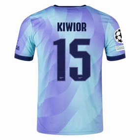 Performance Layer adidas Arsenal Authentic Jakub Kiwior Third Jersey w/ Champions League Patches 24/25 (Clear Aqua/Light Flash Purple)