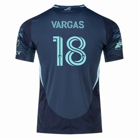 adidas O. Vargas Seattle Sounders Authentic Away Jersey 25/26 w/ MLS Patches & Sponsor (Aura Ink) Hollow Core Fiber Athletic Outfit