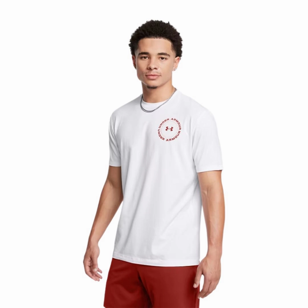 Travel Fashion Office Attire Radial Wordmark Short Sleeve T-shirt