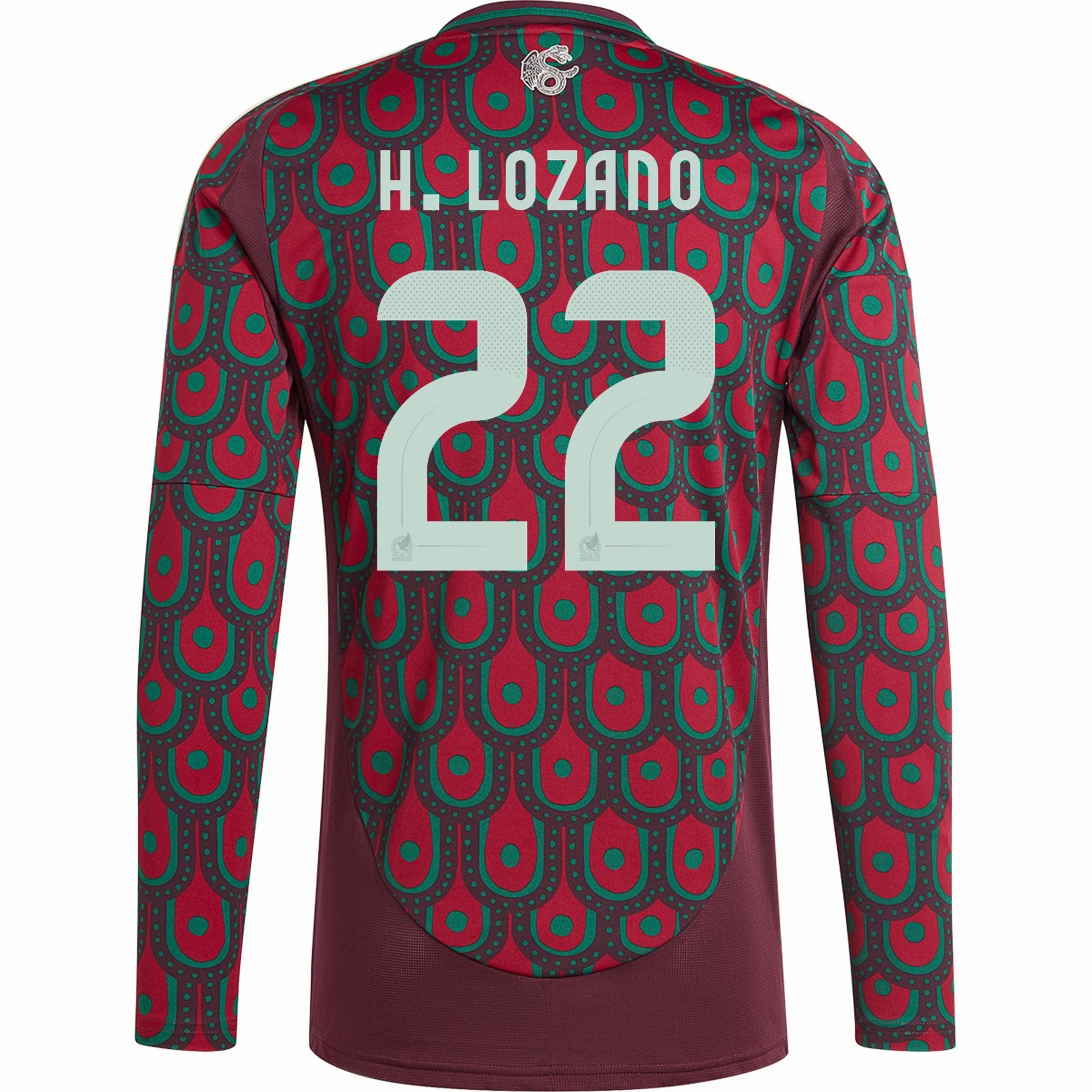 adidas Mens Mexico Hirving Lozano Home Long Sleeve Jersey 24/25 (Multicolor) Temperature Regulating Technology Reliable Fit