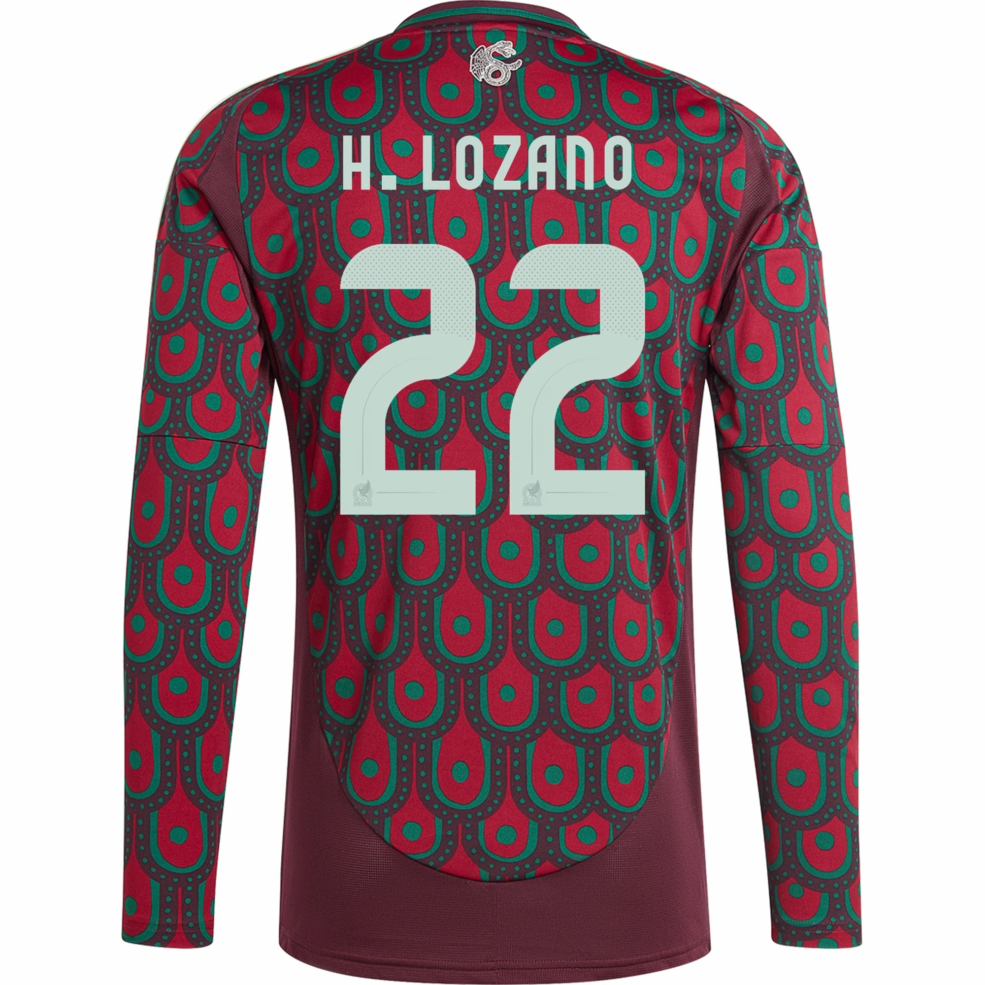 adidas Mens Mexico Hirving Lozano Home Long Sleeve Jersey 24/25 (Multicolor) Quick Move