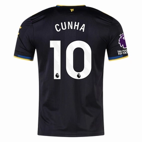 Cool Weather Mesh Panel Ventilation adidas Cunha Men's Manchester United Authentic Third Jersey 25/26 w/ NRFR   EPL Patches (Black)