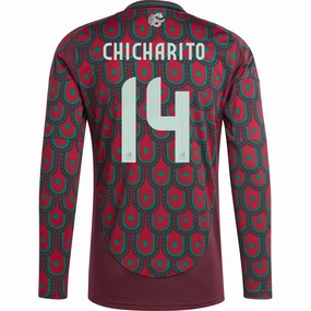 Athletic Silicone Trim Thermal Regulating Layer adidas Mens Mexico Chicharito Home Long Sleeve Jersey 24/25 (Multicolor)