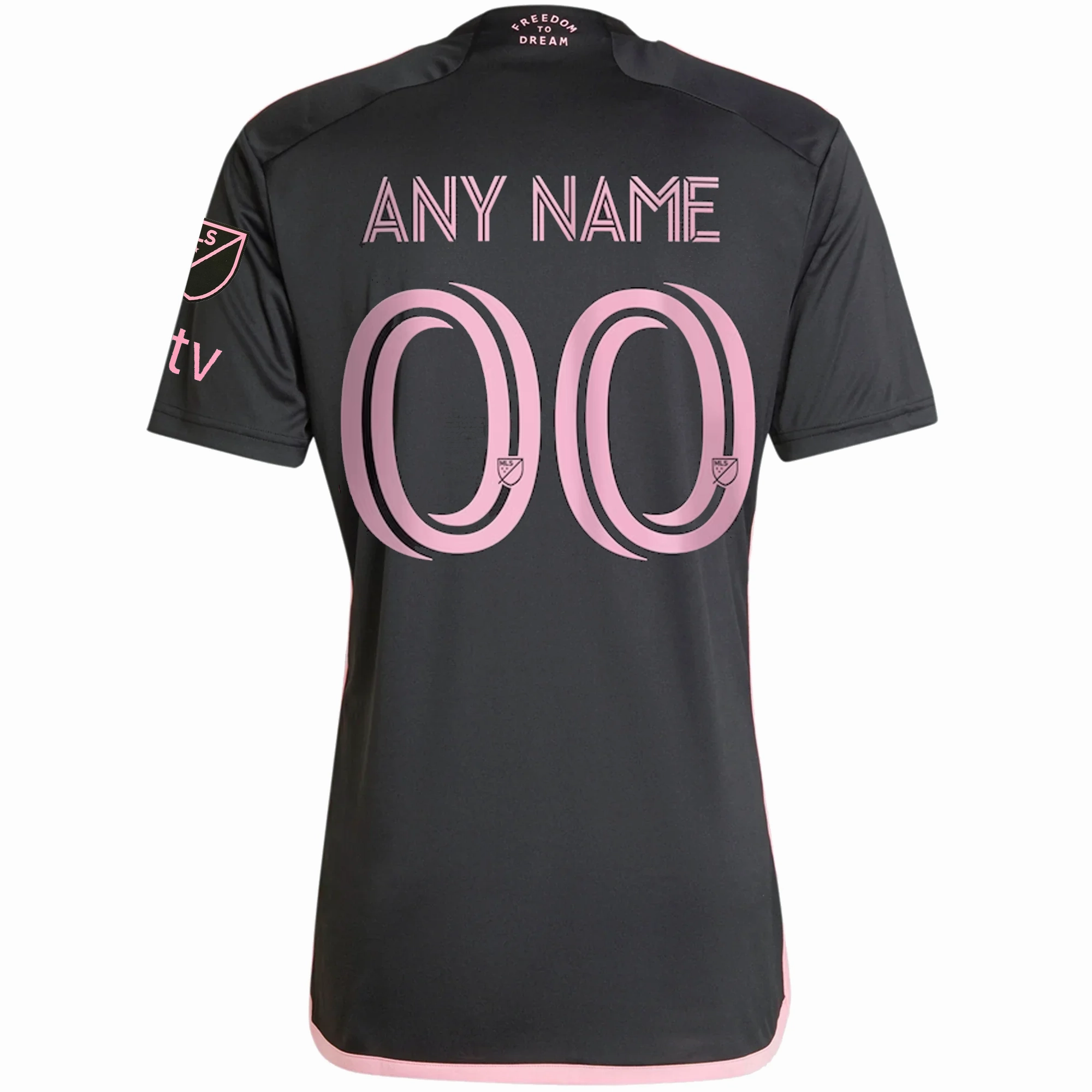 adidas Inter Miami Custom Name Royal Caribbean Away Jersey w/ MLS   Apple TV Patches 23/24 (Black/Bliss Pink) Daily Training