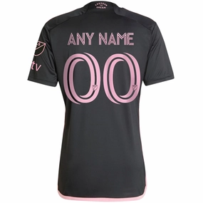 adidas Inter Miami Custom Name Royal Caribbean Away Jersey w/ MLS   Apple TV Patches 23/24 (Black/Bliss Pink) Double Stitched Edges Variable Density Knitting