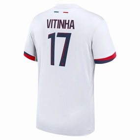 Microfiber Blend Endurance Wear Nike Paris Saint-Germain Vitinha Away Jersey 24/25 (White/Midnight Navy)