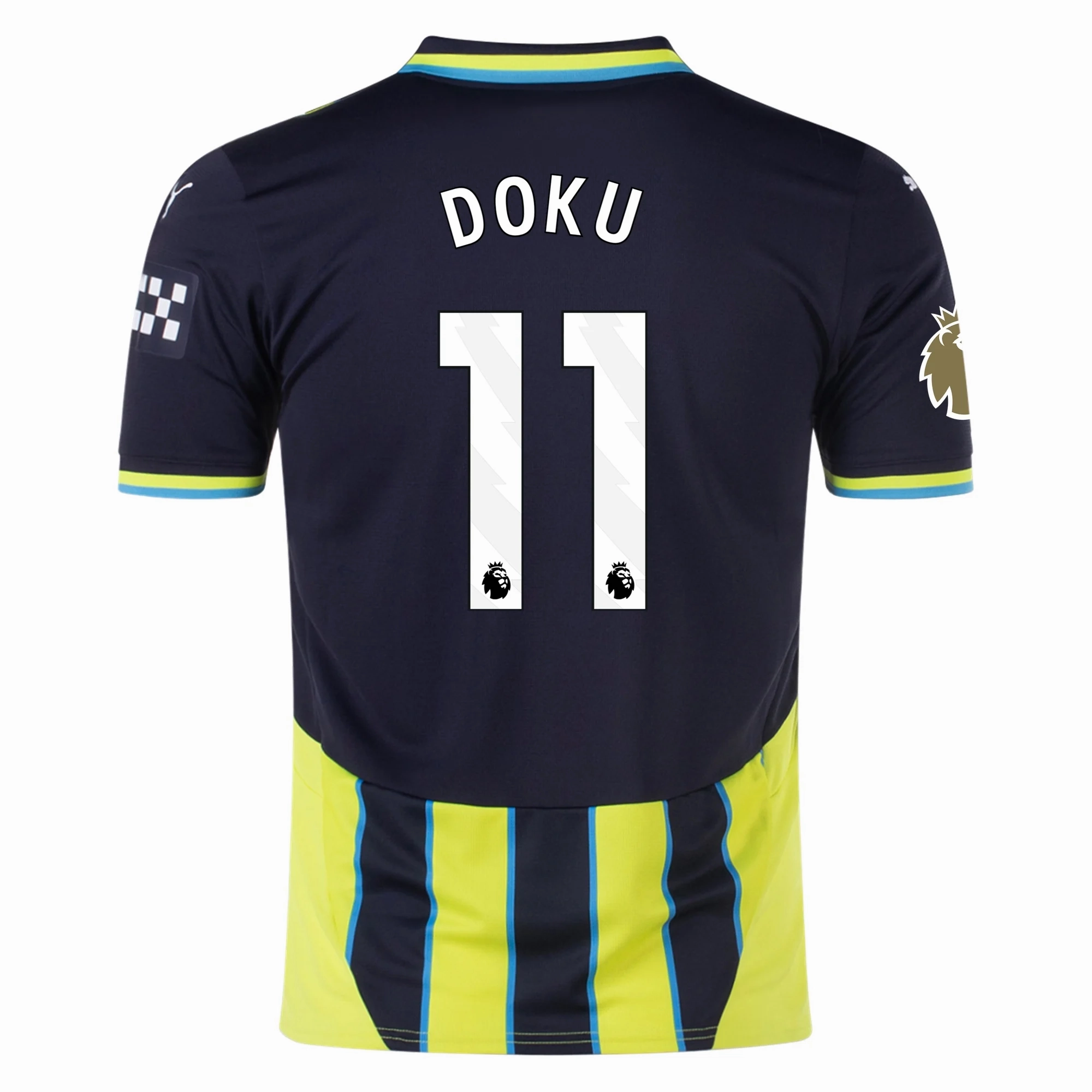 Quick Release Hem Puma Manchester City J??r??my Doku Away Jersey w/ EPL   Club World Cup Patch 24/25 (New Navy/Yellow Glow)