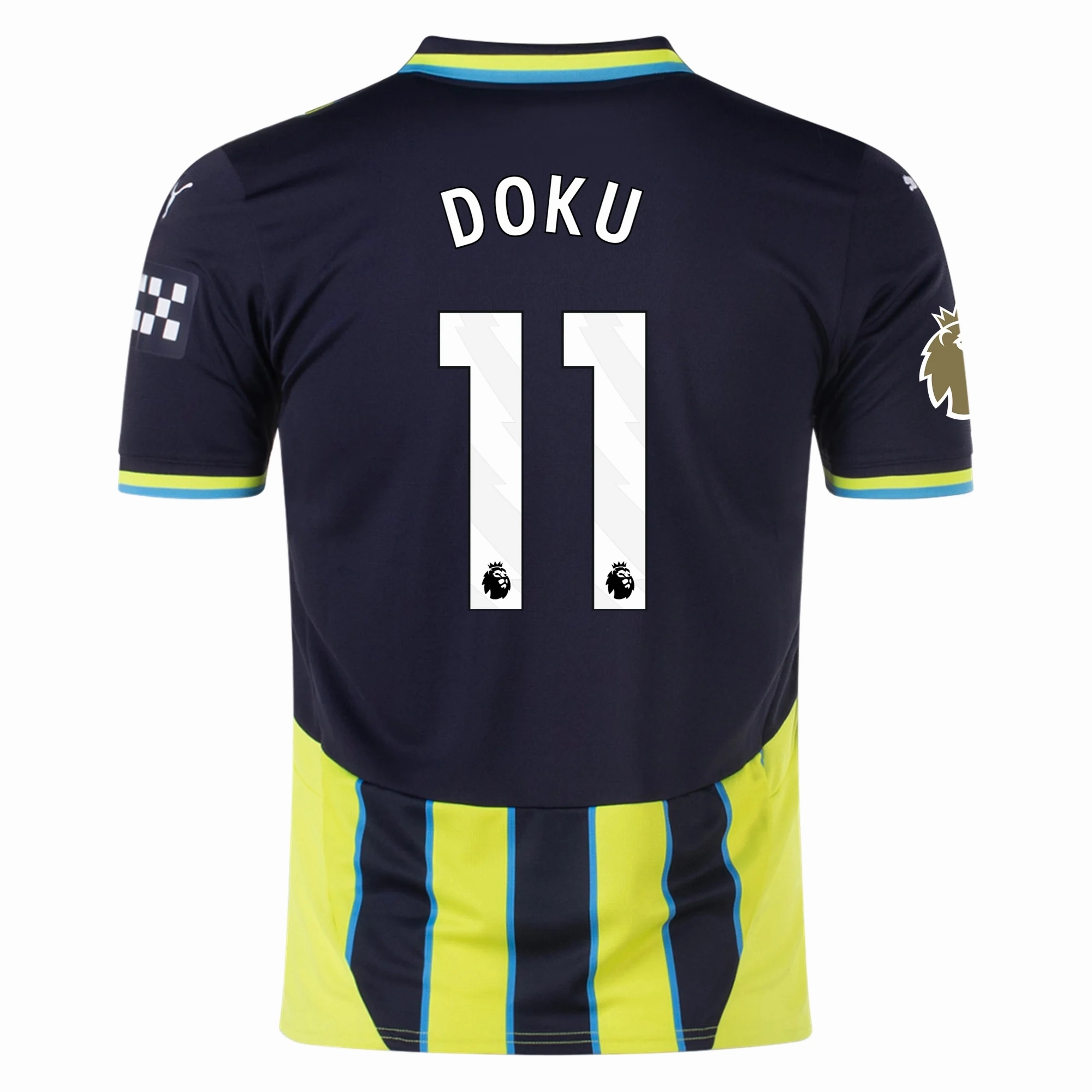 Puma Manchester City J??r??my Doku Away Jersey w/ EPL   Club World Cup Patch 24/25 (New Navy/Yellow Glow) Form Focus Easy Fit Wear