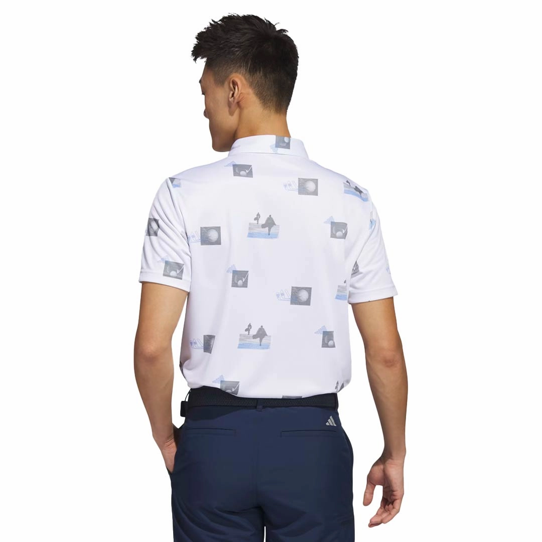 adidas - Men's Allover Print Golf Polo T-Shirt (HR7998) Speed Fit Smooth Coverage