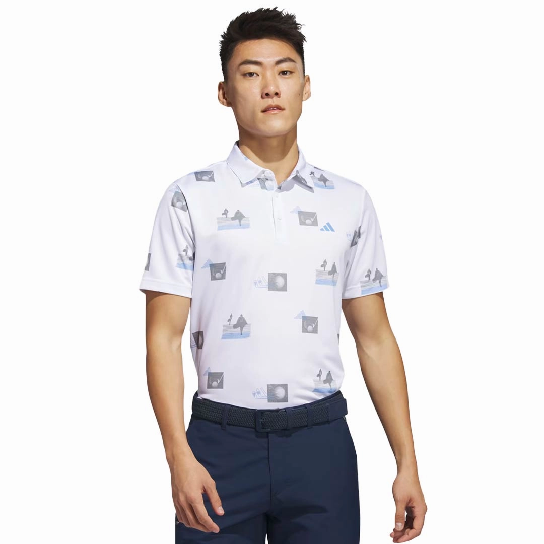 adidas - Men's Allover Print Golf Polo T-Shirt (HR7998) Ultra Smooth Flat Seams Comfort Stretch