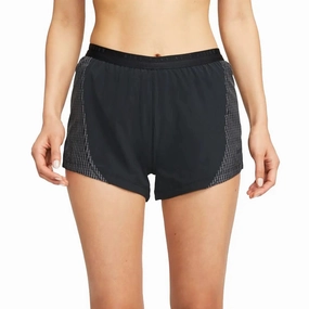light texture Unique Pattern Womens Nike Dri-Fit Run Division Tempo Luxe Short - Black
