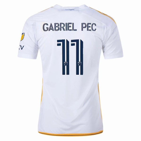 UV Protection Moisture Wicking Fabric adidas LA Galaxy Gabriel Pec Home Jersey w/ MLS   Apple TV Patches 24/25 (White/Yellow/Navy)