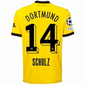 Puma Borussia Dortmund Nico Schulz Home Jersey w/ Champions League Patches 23/24 (Cyber Yellow/Puma Black) All Purpose
