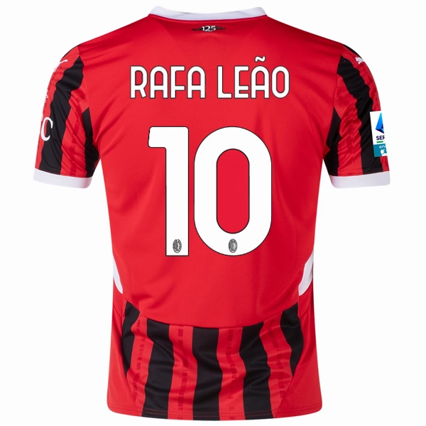 Puma AC Milan Rafa Leao Home Jersey w/ Serie A Patch 24/25 (Puma Red/Puma Black) Smooth Coverage Hybrid Fabric Blends