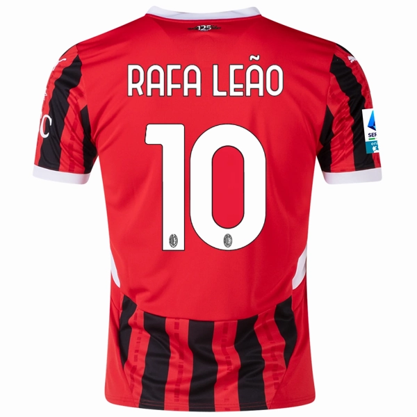 All Purpose Knit Microfiber Blend Puma AC Milan Rafa Leao Home Jersey w/ Serie A Patch 24/25 (Puma Red/Puma Black)
