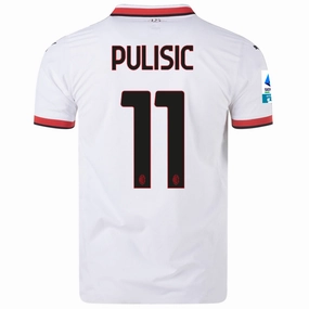 Pre Shrunk Fabric Puma AC Milan Authentic Christian Pulisic Away Jersey w/ Series A Patch 24/25 (Puma White)