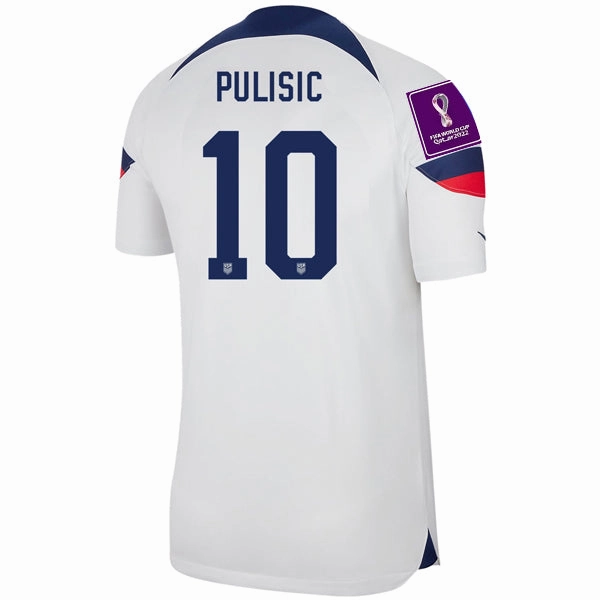Dry Touch Anti Slip Inner Grip Nike United States Authentic Match Christian Pulisic Home Jersey 22/23 w/ World Cup 2022 Patches (White/Loyal Blue)