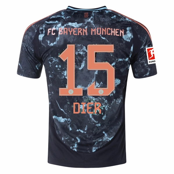 adidas Bayern Munich Eric Dier Away Jersey w/ Bundesliga Patch 24/25 (Black/Copper/Blue) Dry Texture Soft Grip