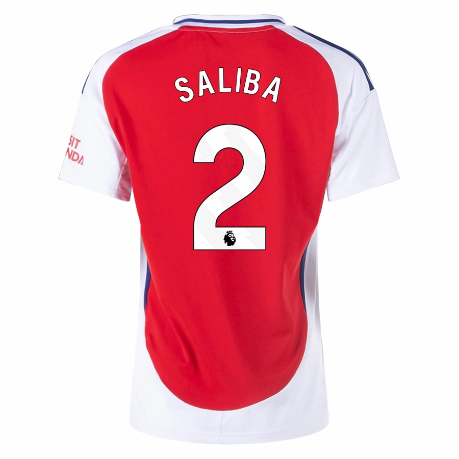 adidas Womens Arsenal William Saliba Home Jersey 24/25 (Better Scarlet/White) Sustainable production Street Motion