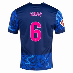 3D Knit Texture Nike Atletico Madrid Koke Third Jersey w/ La Liga Patch 24/25 (Blue Void/Pink Glow)