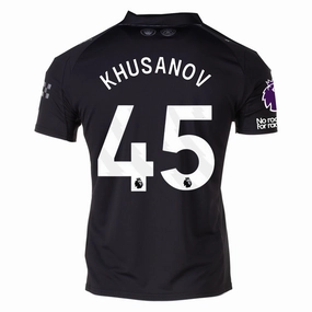Full Sleeve Design Full Zip Option Puma Khusanov Men's Manchester City Away Jersey 25/26 w/ NRFR   EPL Patches (Puma Black)