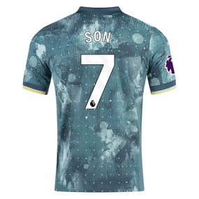 Recycled Polyester Blend Snag Resistant Knit Nike Tottenham Son Hueng-Min Third Jersey w/ EPL Patch 24/25 (Enamel Green/Bicoastal)