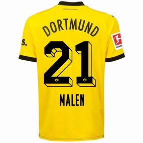 Puma Borussia Dortmund Malen Home Jersey w/ Bundesliga Patch 23/24 (Cyber Yellow/Puma Black) Gear Ready Grid Texture Fabric