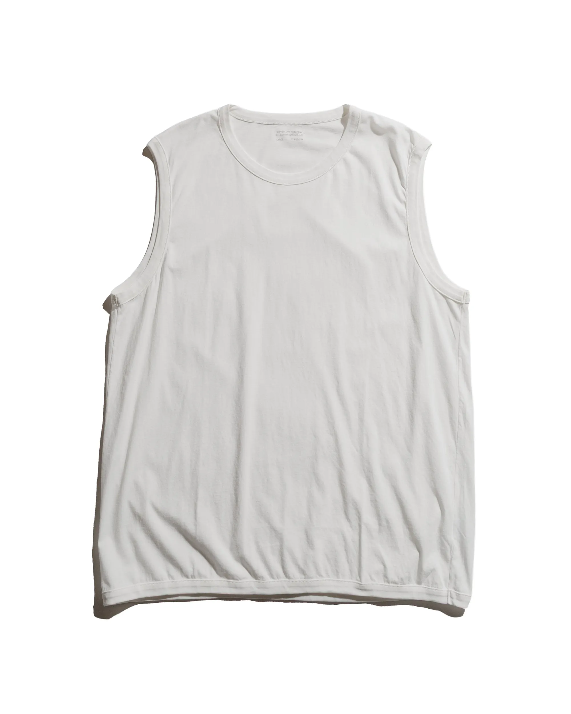 Lady White Co. Sleeveless T-Shirt White Antibacterial Treatment Garment Dyed Finish