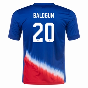 Nike Youth United States Folarin Balogun Away Jersey 24/25 (Old Royal/Sport Red) Performance Apparel Quick Recovery Fabric