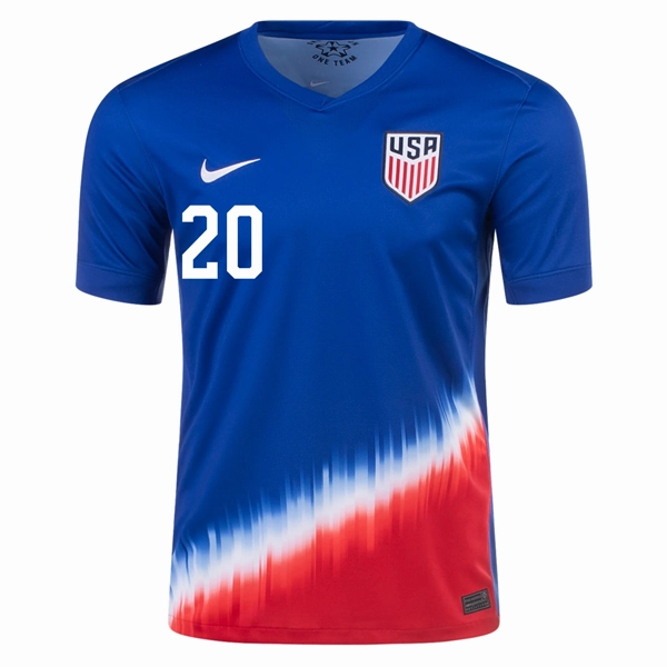 Nike Youth United States Folarin Balogun Away Jersey 24/25 (Old Royal/Sport Red) Smooth Surface Finish Core Movement