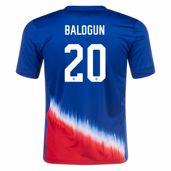 Team Vibe Rapid Evaporation Build Nike Youth United States Folarin Balogun Away Jersey 24/25 (Old Royal/Sport Red)