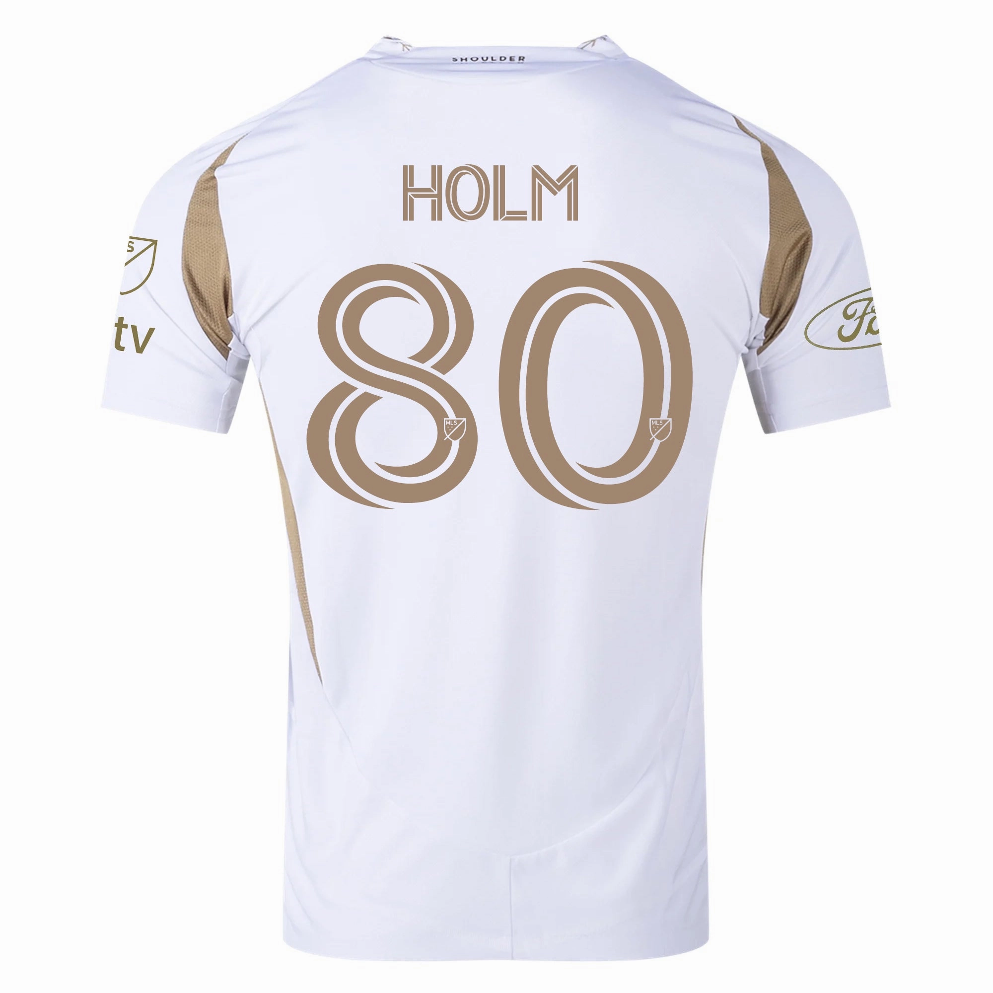Eco Conscious Manufacturing adidas Odin Thiago Holm LAFC Authentic Away Jersey w/ MLS   Apple   Ford Logo 25/26 (White/Gold)
