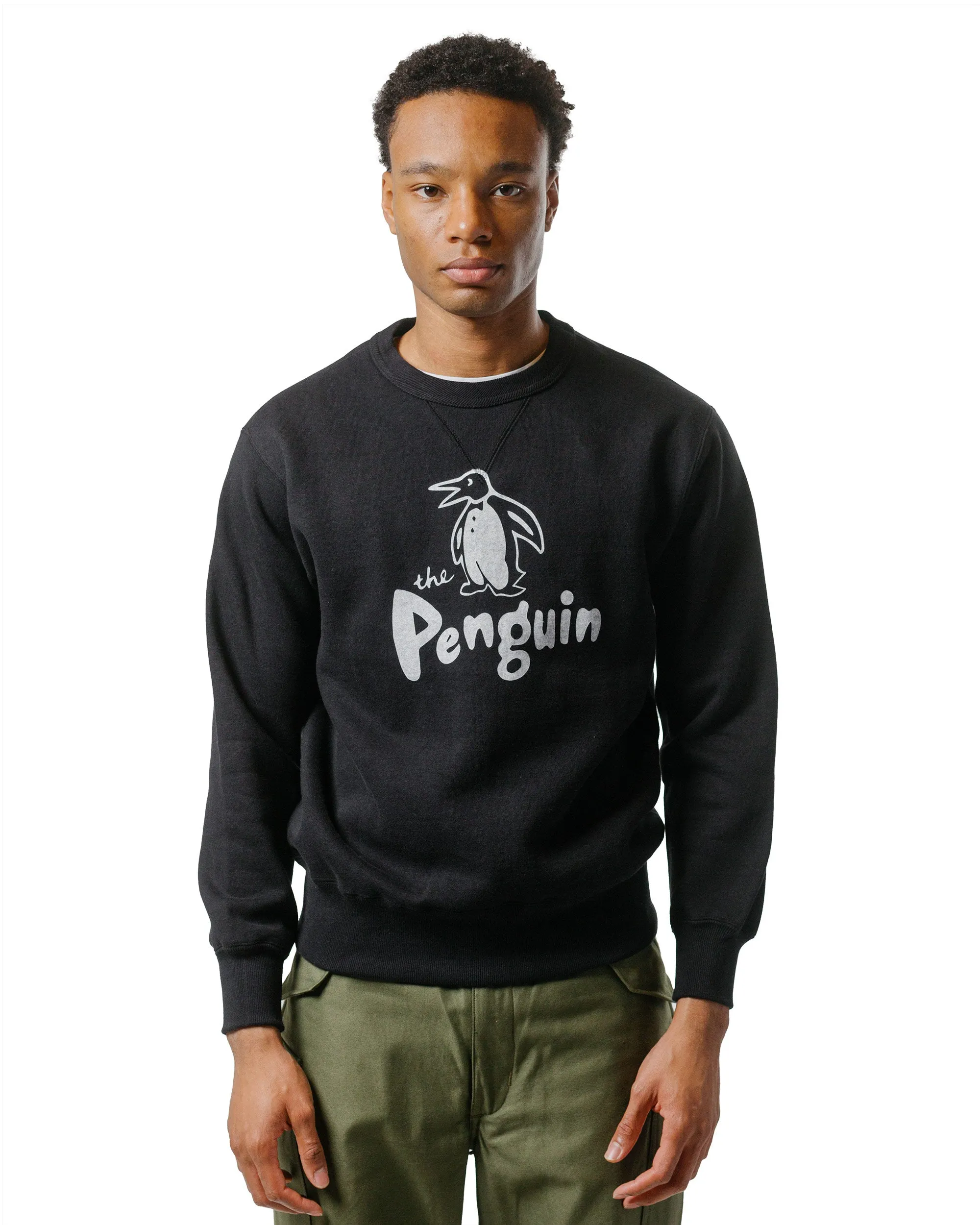 The Real McCoy??s MC24125 Loopwheel Sweatshirt / Penguin Black Comfy Feel