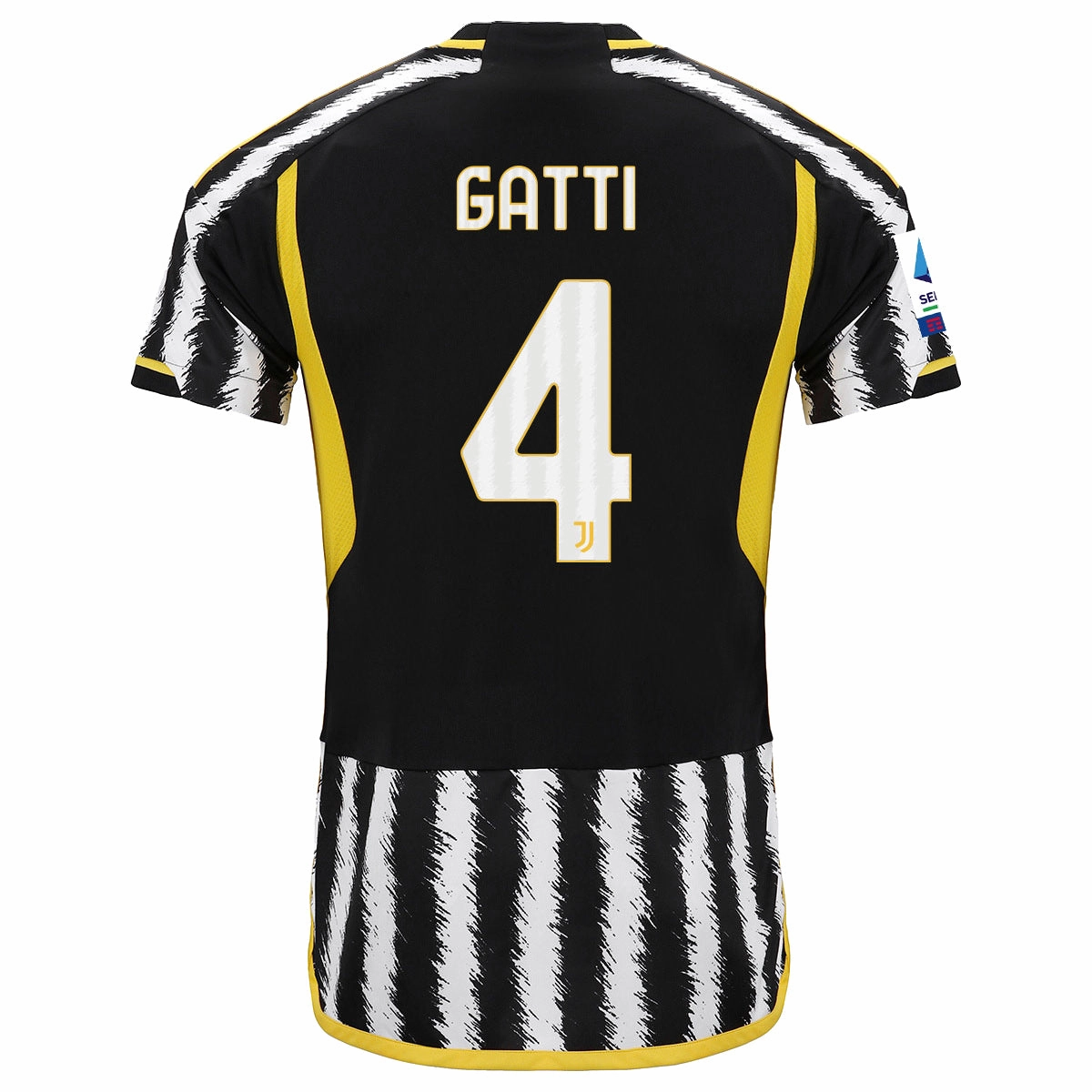 adidas Gatti Juventus Home Jersey w/ Serie A Patch 23/24 (Black/White) Compact Storage Packability High Elasticity Fabric