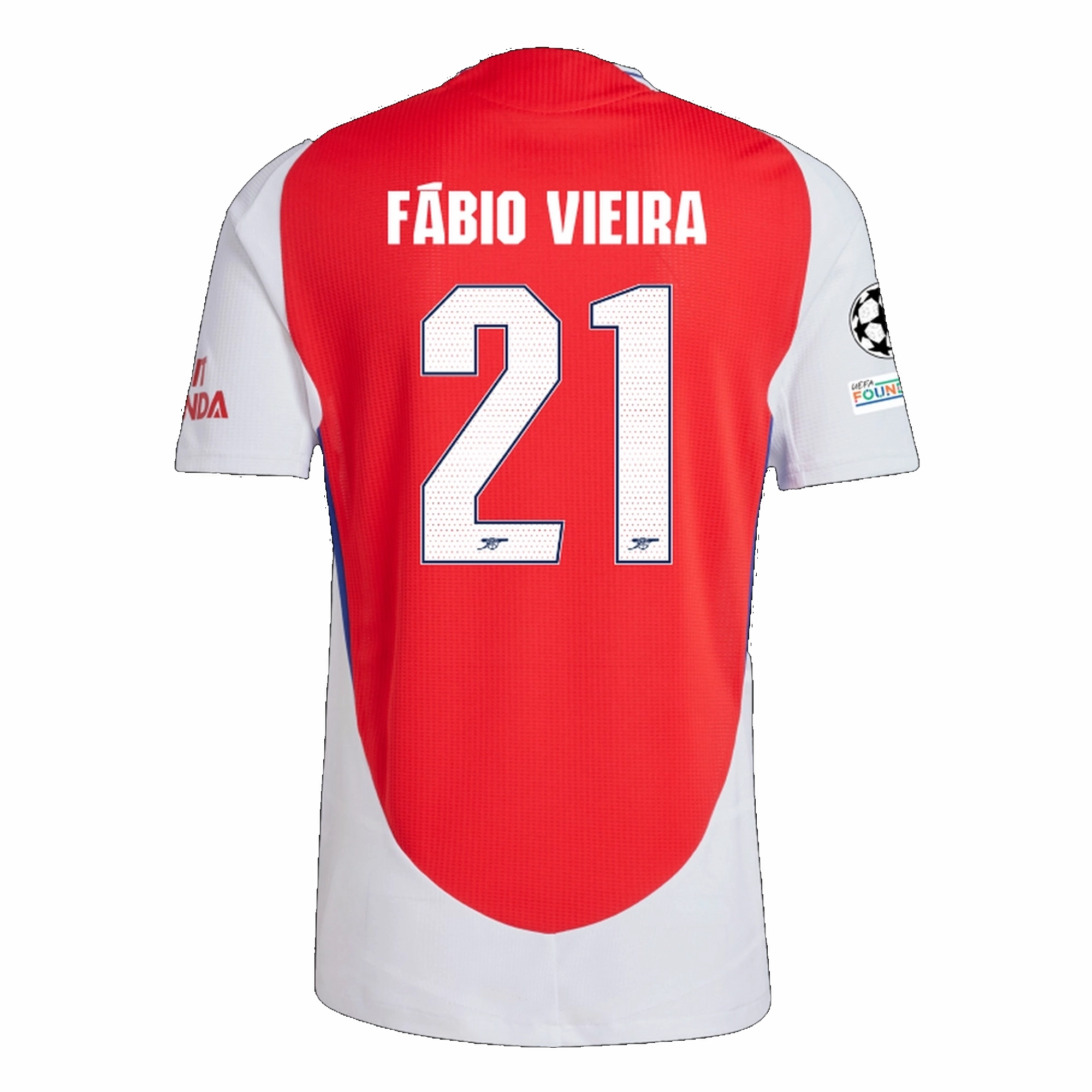 Reinforced Hem Structure adidas Arsenal Authentic Fabio Viera Home Jersey w/ Champions League Patches 24/25 (Better Scarlet/White)