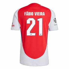 Reinforced Hem Structure adidas Arsenal Authentic Fabio Viera Home Jersey w/ Champions League Patches 24/25 (Better Scarlet/White)