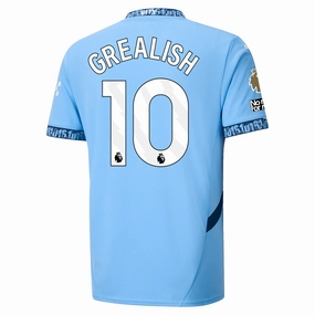 Puma Manchester City Jack Grealish Authentic Home Jersey w/ EPL   No Room For Racism Patch 24/25 (Team Light Blue/Marine Blue) Reinforced Shoulder Panels