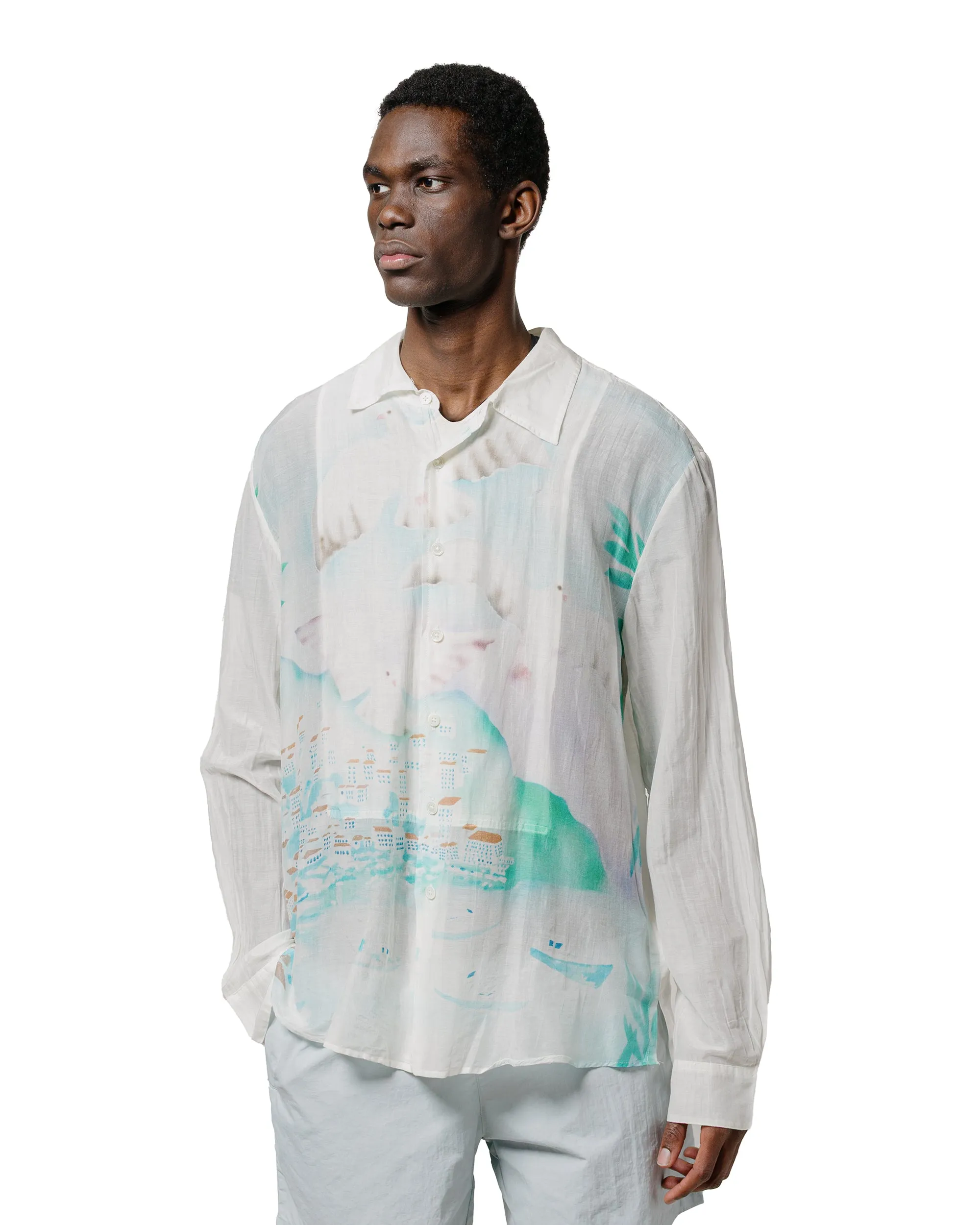Our Legacy Adorn Shirt Sea View Print Cotton Silk Fast Drying Anti Static Treatment