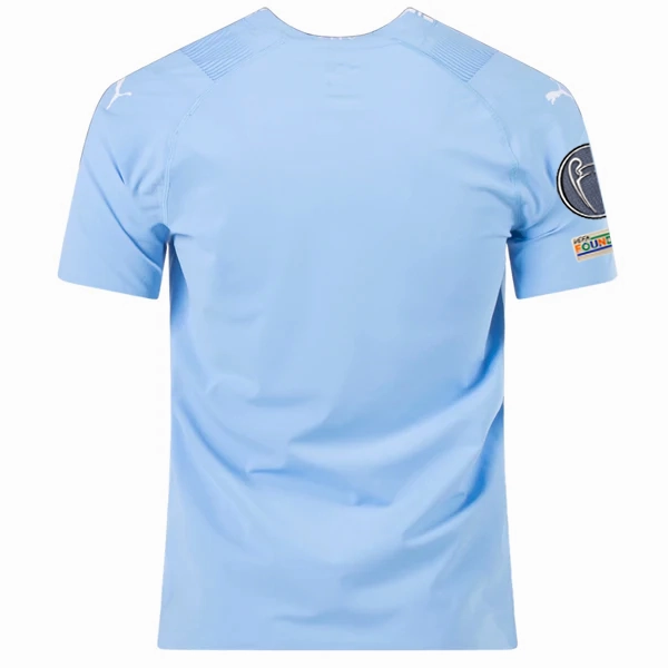 Flexible Apparel Puma Manchester City Authentic Home Jersey w/ Champions League   Club World Cup Patches 23/24 (Team Light Blue/Puma White)