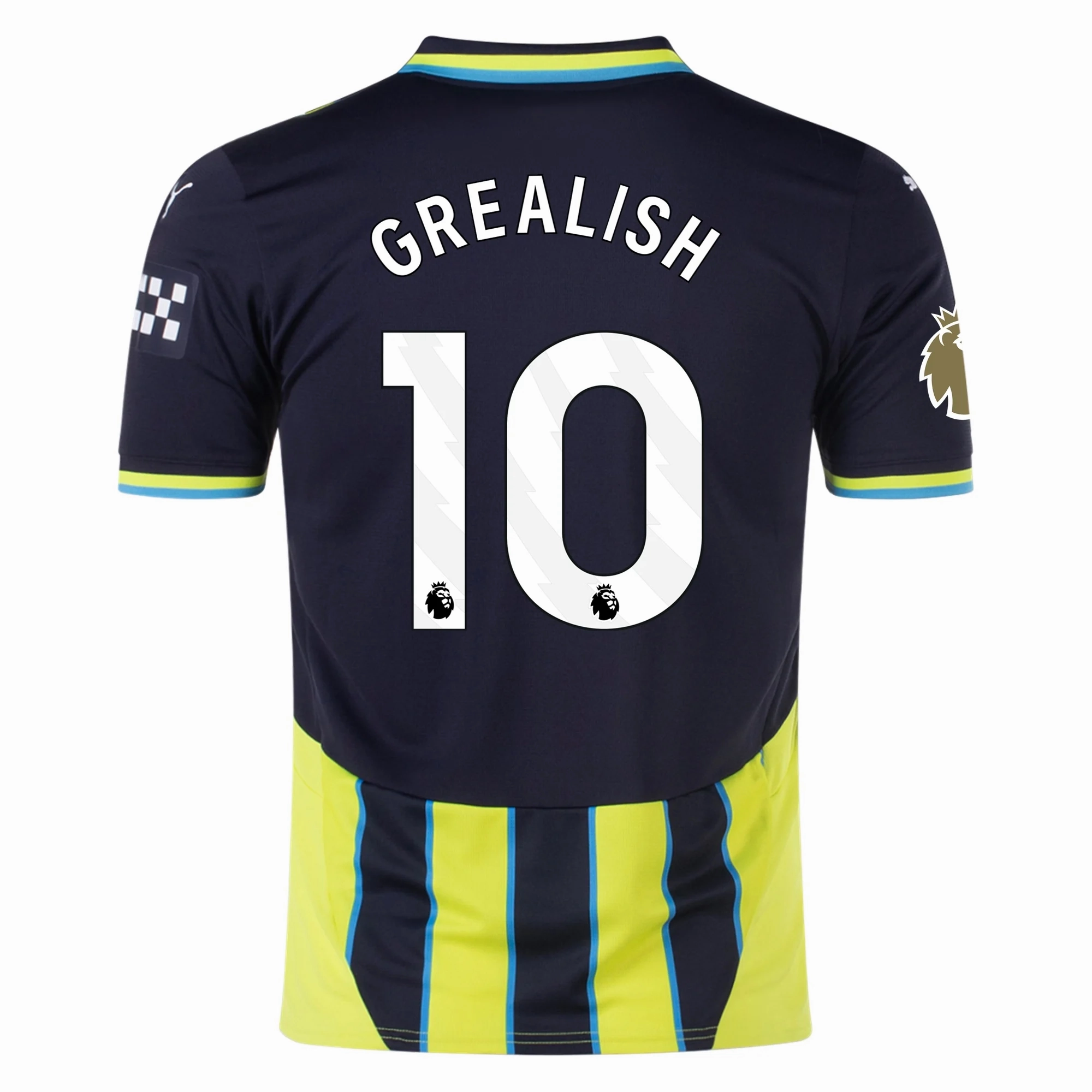 Puma Manchester City Jack Grealish Away Jersey w/ EPL   Club World Cup Patch 24/25 (New Navy/Yellow Glow) Fast Layering Compression Support Panels