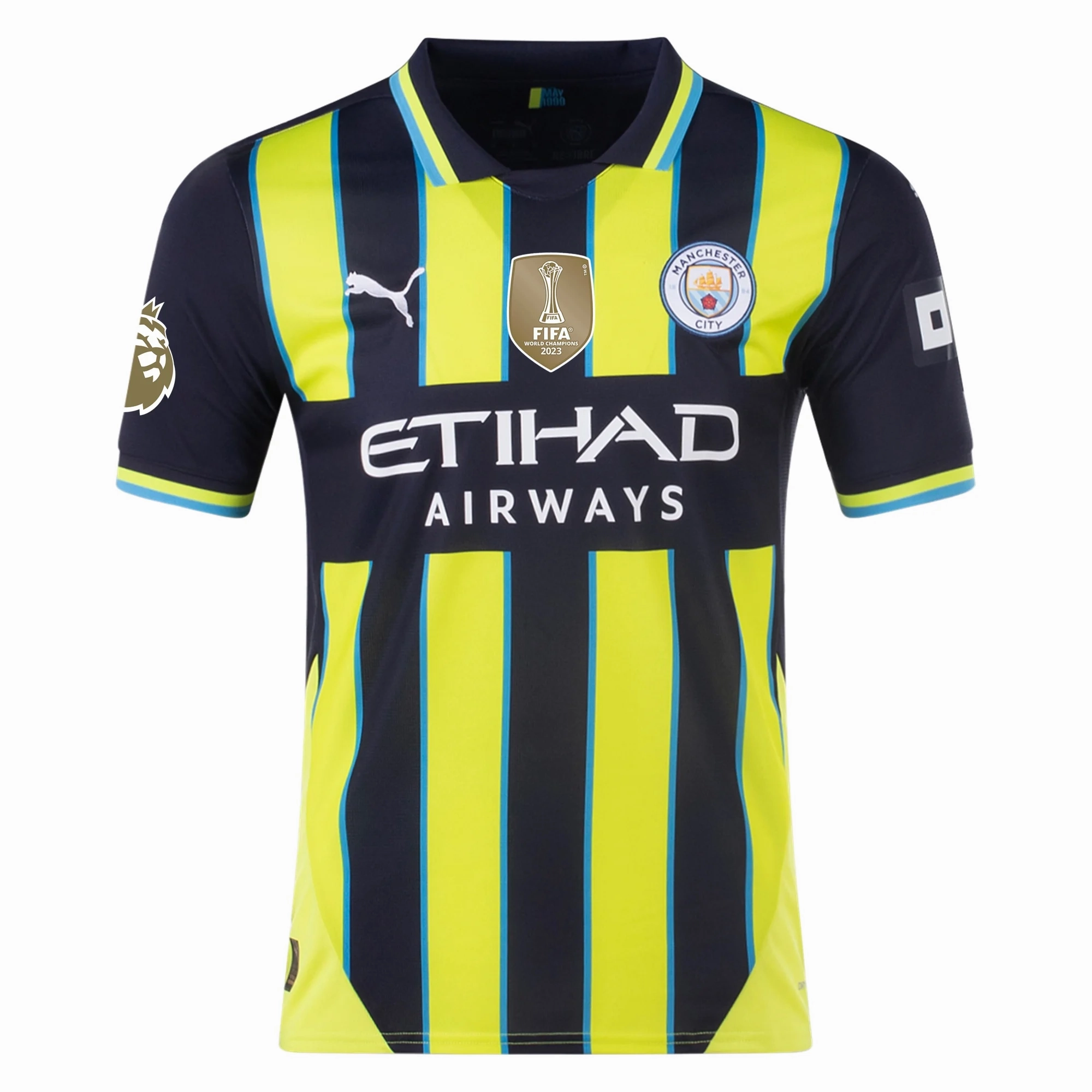 Puma Manchester City Jack Grealish Away Jersey w/ EPL   Club World Cup Patch 24/25 (New Navy/Yellow Glow) Anti Shrink Treatment