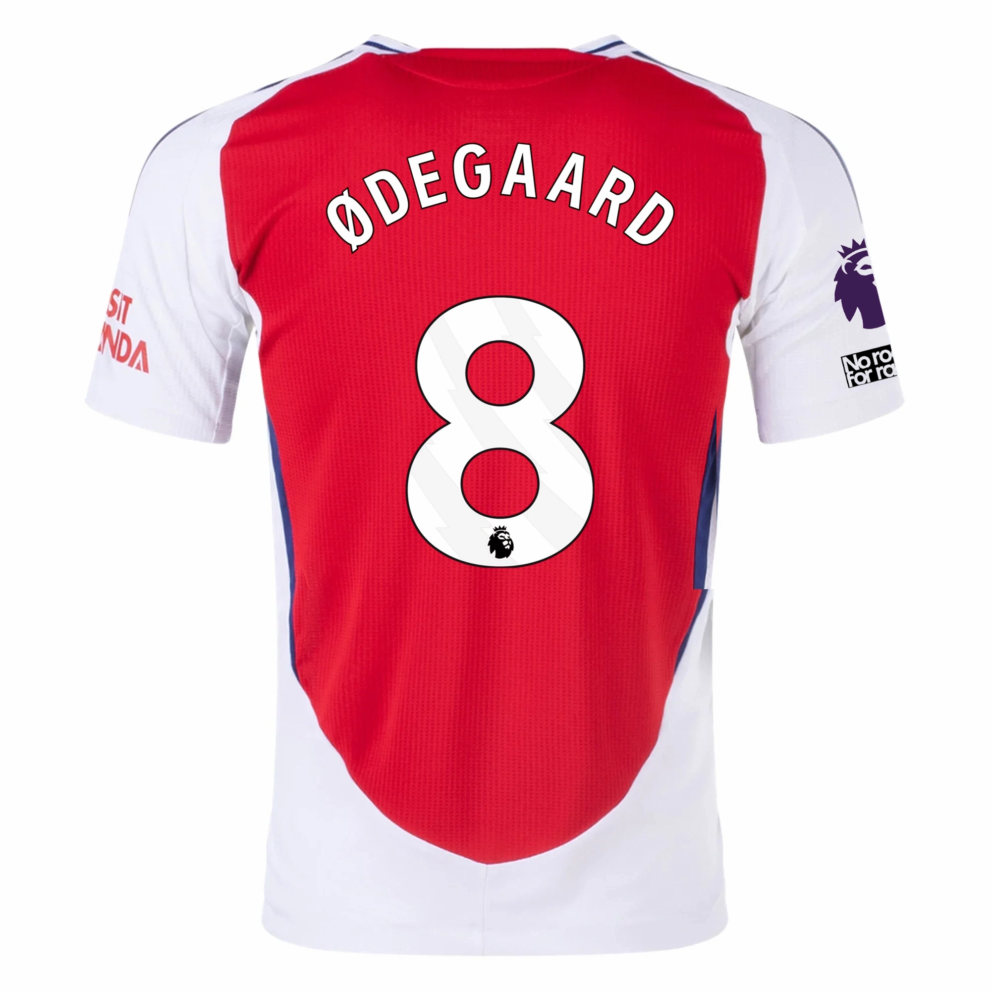 adidas Arsenal Authentic Martin ?degaard Home Jersey w/ EPL   No Room For Racism Patches 24/25 (Better Scarlet/White) Anti Pilling Surface Treatment Thermal Regulating Fabric