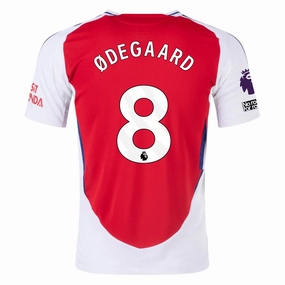 adidas Arsenal Authentic Martin ?degaard Home Jersey w/ EPL   No Room For Racism Patches 24/25 (Better Scarlet/White) Anti Pilling Surface Treatment Thermal Regulating Fabric