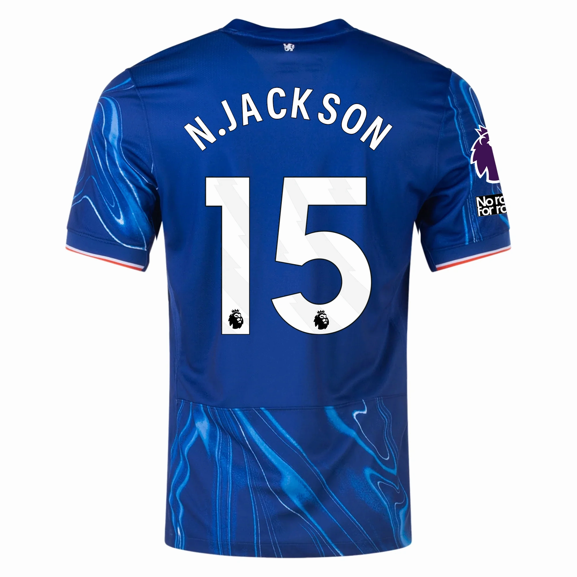 Workout Gear Nike Chelsea Nicholas Jackson Home Jersey w/ EPL   No Room For Racism Patches 24/25 (Rush Blue/Team Orange)