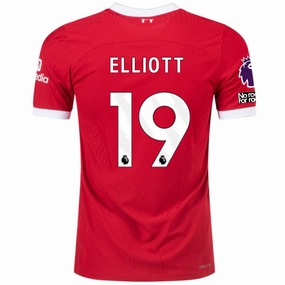 Nike Liverpool Authentic Harvey Elliott Vaporknit Match Home Jersey w/ EPL   No Room For Racism 23/24 (Red/White) Four Way Stretch