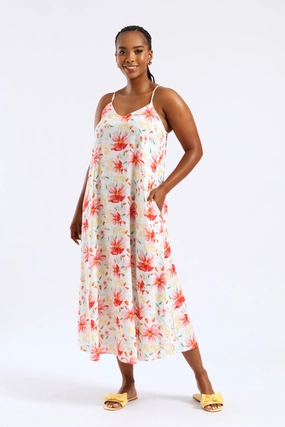 Strappy A-Line Slip Midi Dress - Multi Lace-Trim Bless Touch
