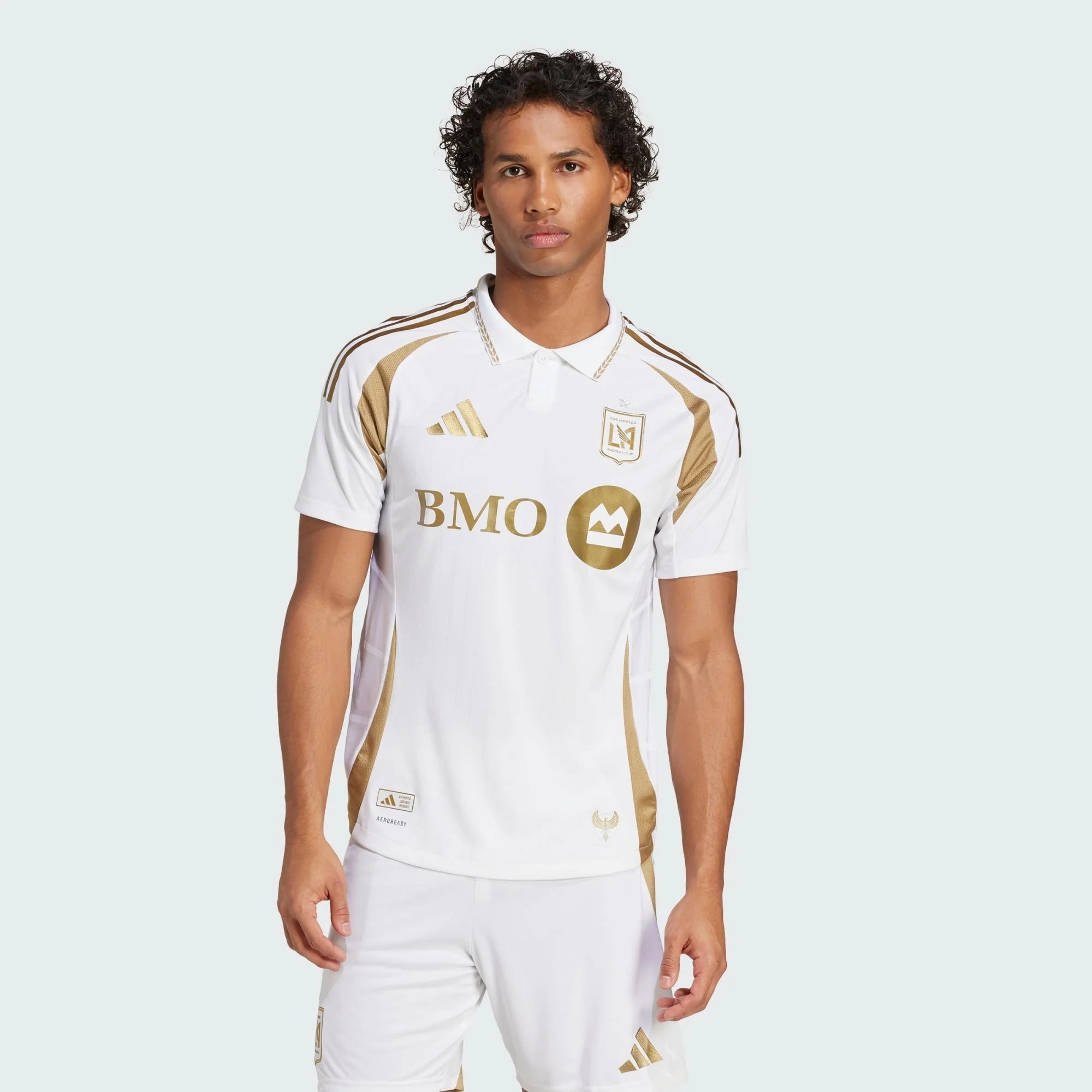 adidas Son Heung-min (Korean) LAFC Authentic Away Jersey w/ MLS   Apple   Ford Logo 25/26 (White/Gold) Athletic Cut Breathe Zone