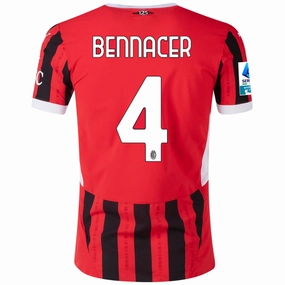 Low Profile Silhouette Double Stitched Edges Puma AC Milan Authentic Isma?l Bennacer Home Jersey w/ Serie A Patch 24/25 (Puma Red/Puma Black)