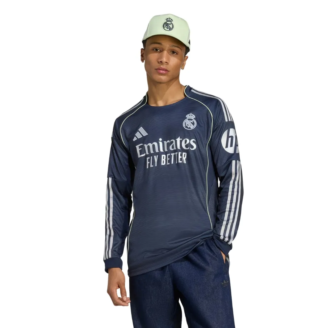 adidas Real Madrid Kylian Mbappe Long Sleeve Away Jersey w/ Champions League Patches 25/26 (Legend Ink) Impact Fit
