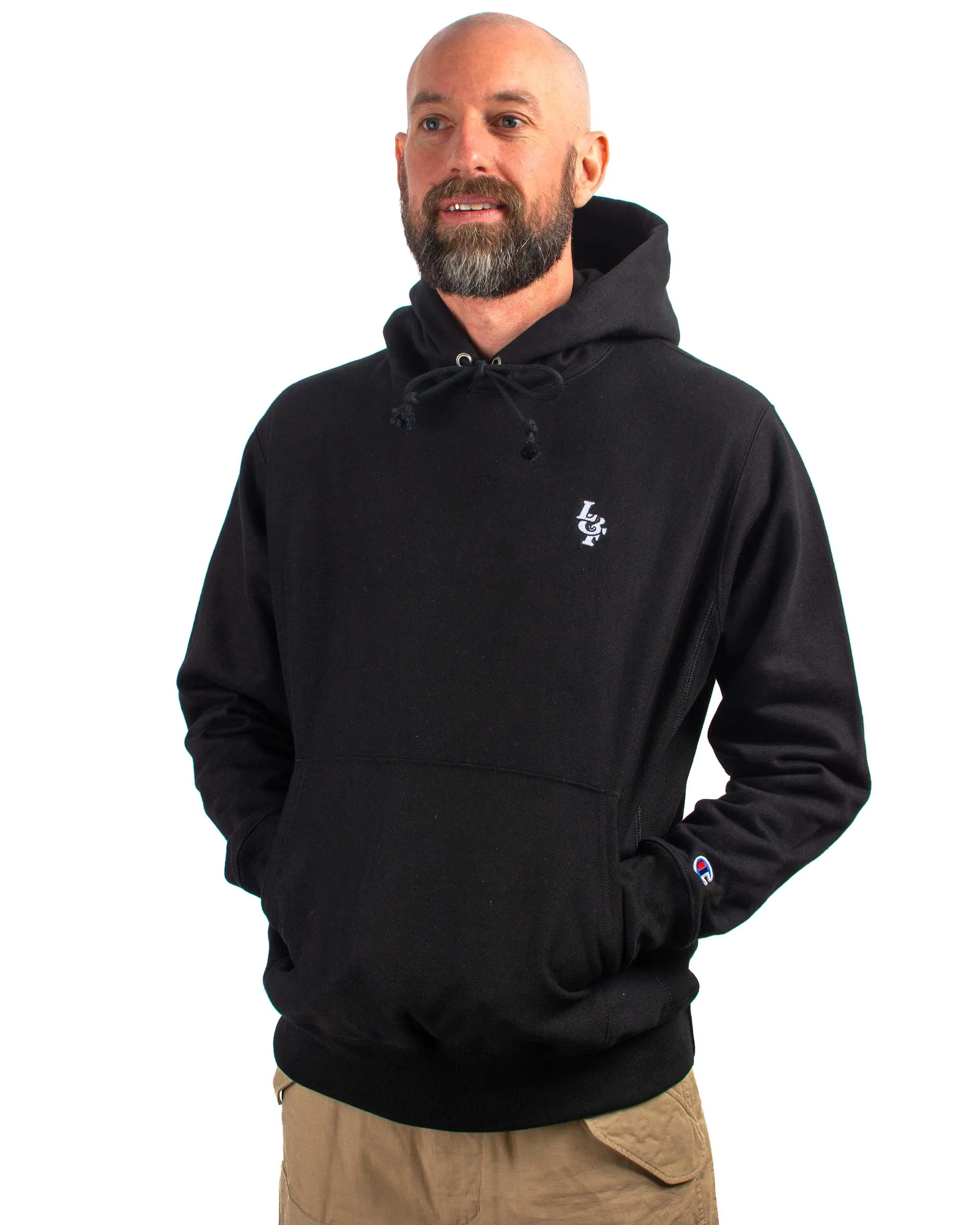 Travel Fit V-Neck Lost & Found Reverse Weave Hoodie Black